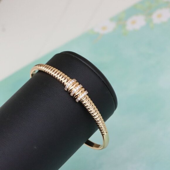 Chic Rose Gold Bangle with Textured Bead Design, XPBL0564 - Picture 7 of 12